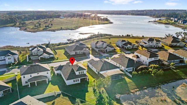 bird's eye view featuring a water view