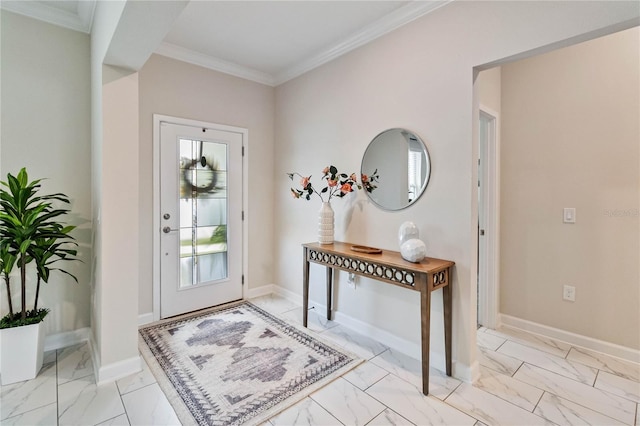 entrance foyer featuring crown molding