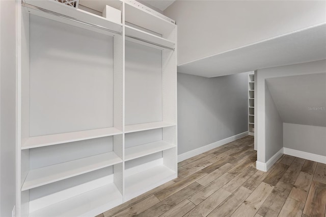 spacious closet with light hardwood / wood-style flooring