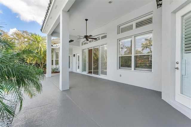 view of patio / terrace featuring ceiling fan