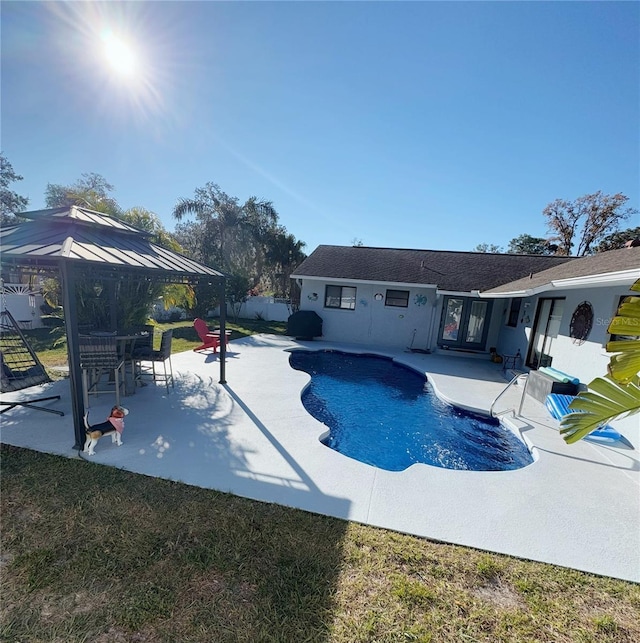 view of pool with a gazebo and a patio area