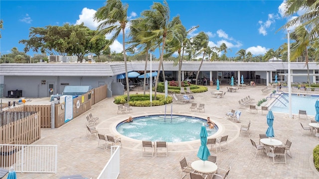 view of pool with a community hot tub