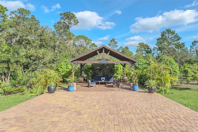 view of patio / terrace with a gazebo