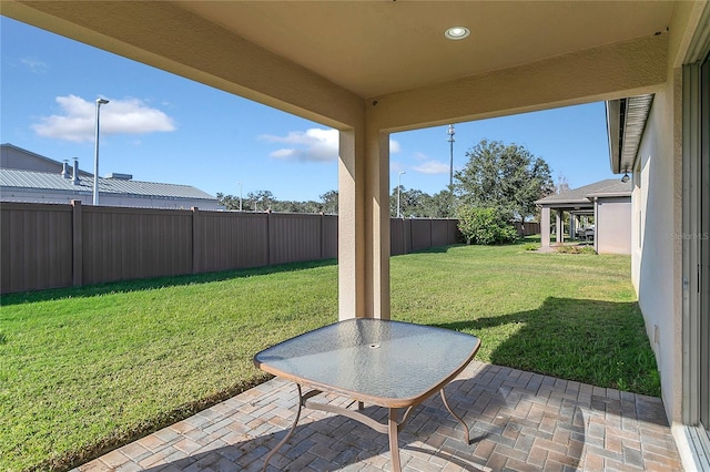 view of yard with a patio