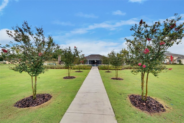 view of property's community with a yard