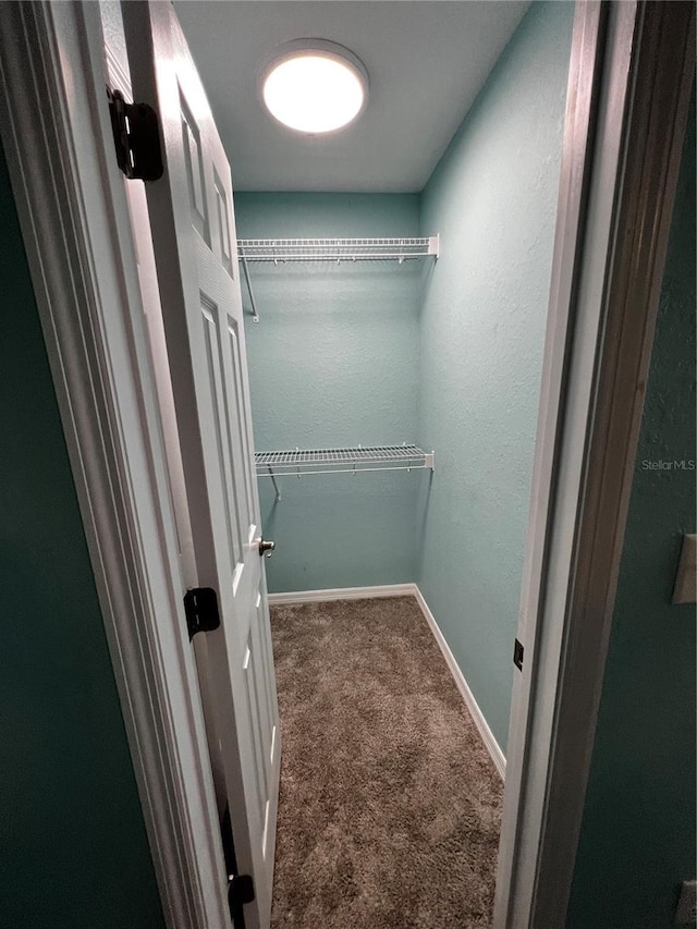 spacious closet with dark carpet