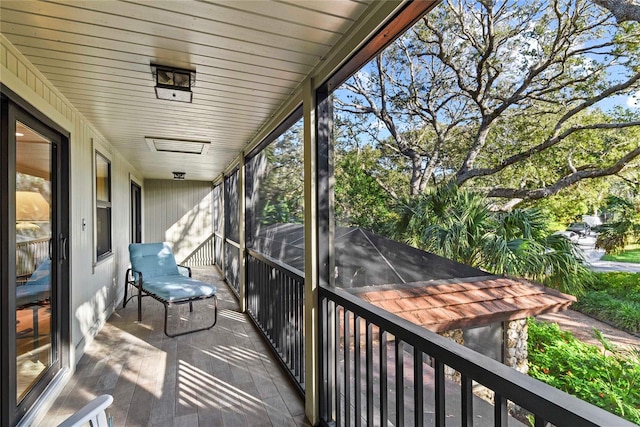 view of unfurnished sunroom