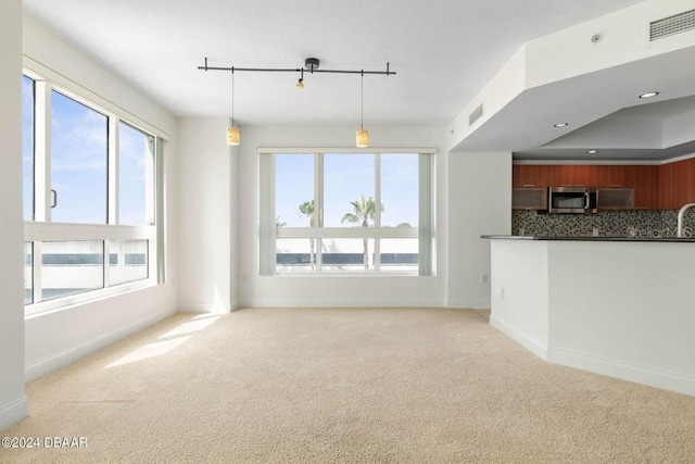 unfurnished living room with light carpet and a healthy amount of sunlight