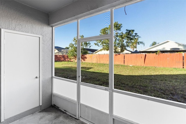 view of unfurnished sunroom