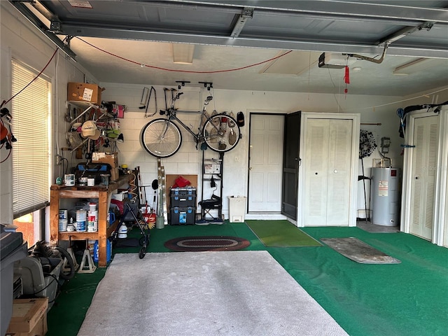 garage with water heater