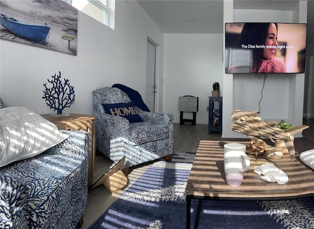 living room with hardwood / wood-style flooring