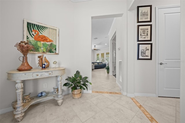 corridor with tile patterned flooring