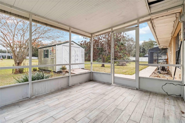 view of unfurnished sunroom