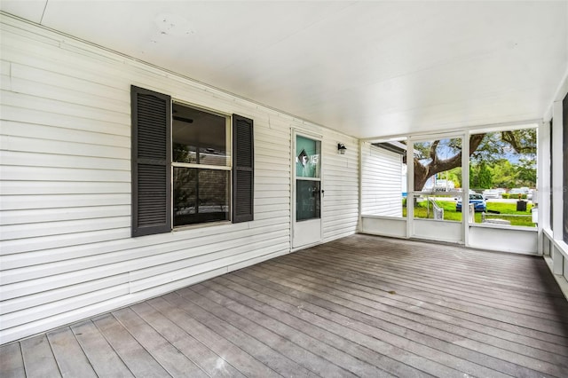 view of unfurnished sunroom