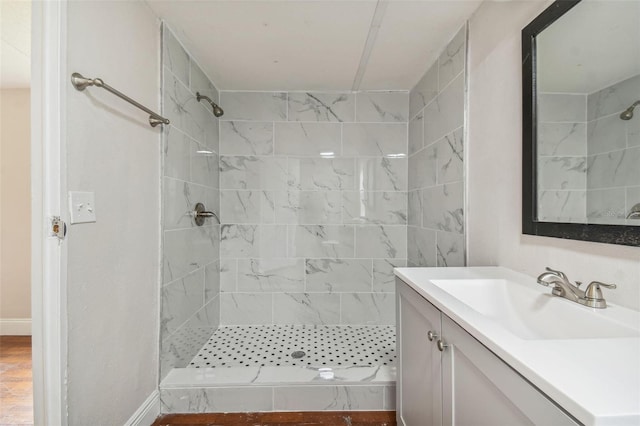 4611 Gall Blvd, Zephyrhills, FL 33542 - bathroom featuring vanity and a stall shower
