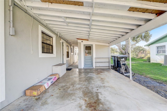 view of patio featuring central air condition unit