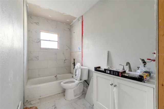 full bathroom featuring vanity, toilet, and tiled shower / bath