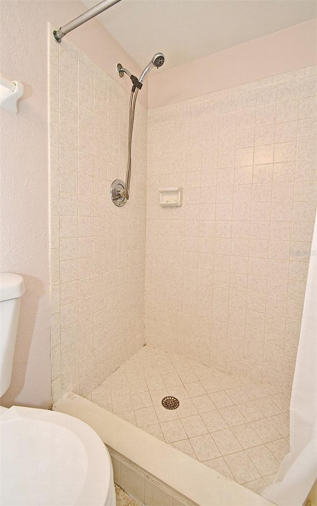 bathroom featuring toilet and walk in shower