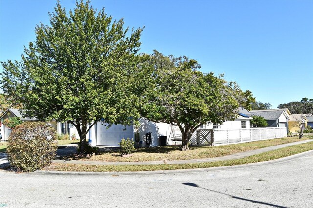 exterior space with a garage