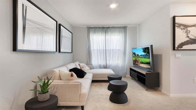 living room with carpet flooring