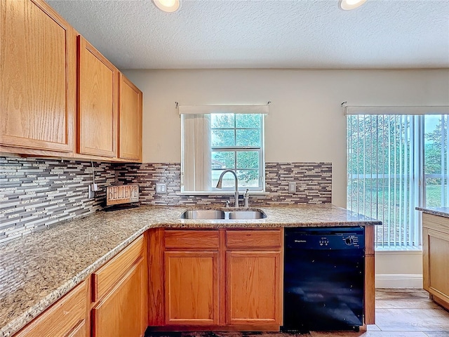 kitchen with dishwasher, plenty of natural light, sink, and tasteful backsplash