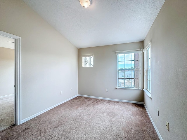 spare room featuring carpet flooring and a textured ceiling