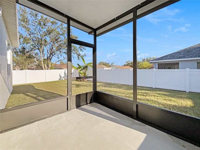 view of unfurnished sunroom