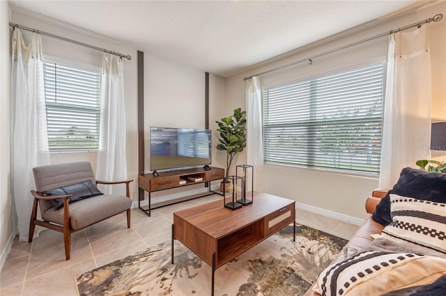 view of tiled living room