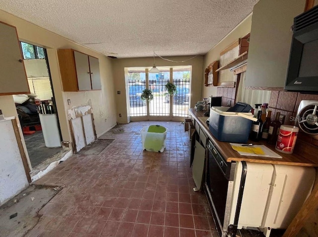 kitchen with dishwasher and a textured ceiling