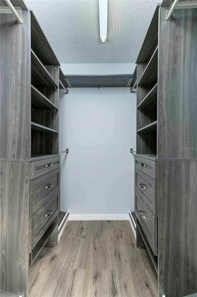 spacious closet with light hardwood / wood-style floors