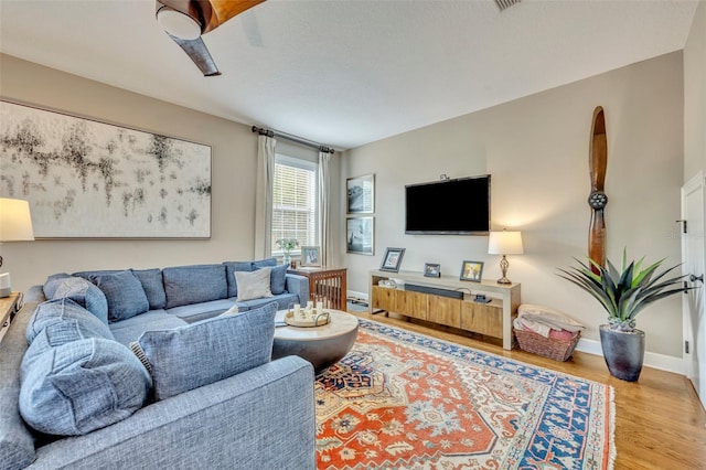 living room with light wood-type flooring