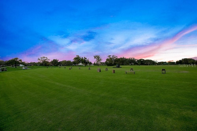 view of property's community featuring a lawn