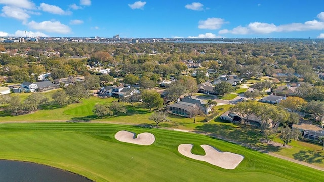 bird's eye view with golf course view