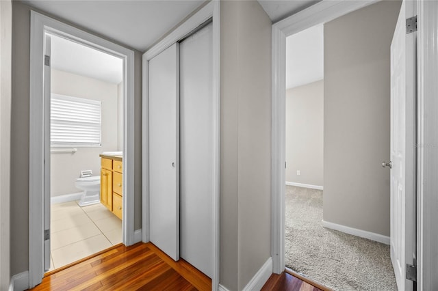 hall featuring hardwood / wood-style floors