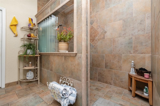 bathroom featuring walk in shower