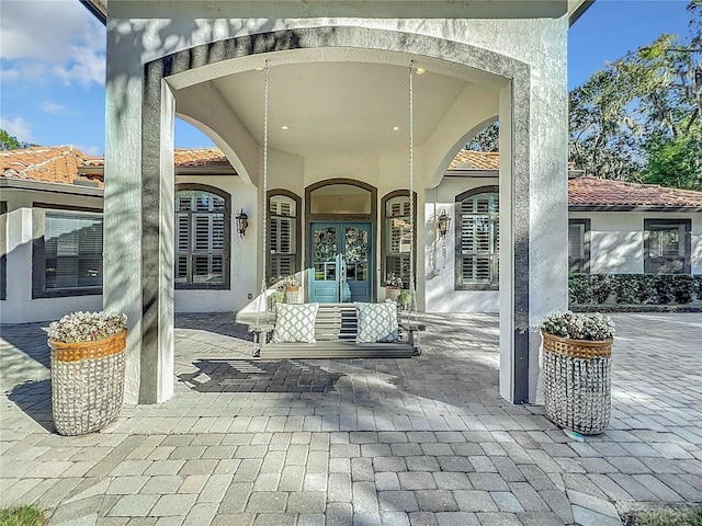 exterior space featuring french doors