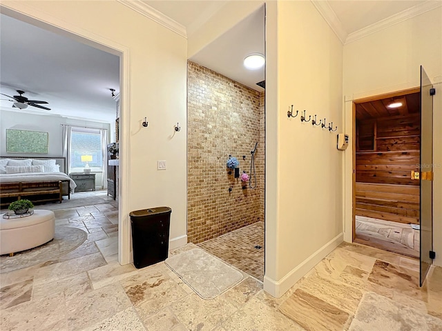 hallway with ornamental molding