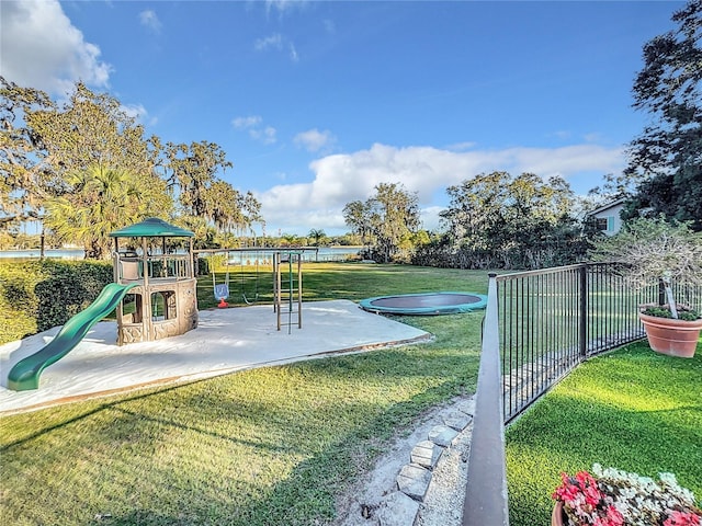 view of play area featuring a lawn