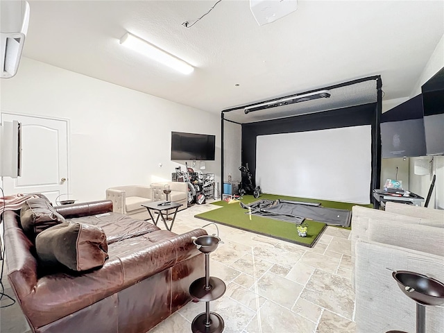 home theater with golf simulator