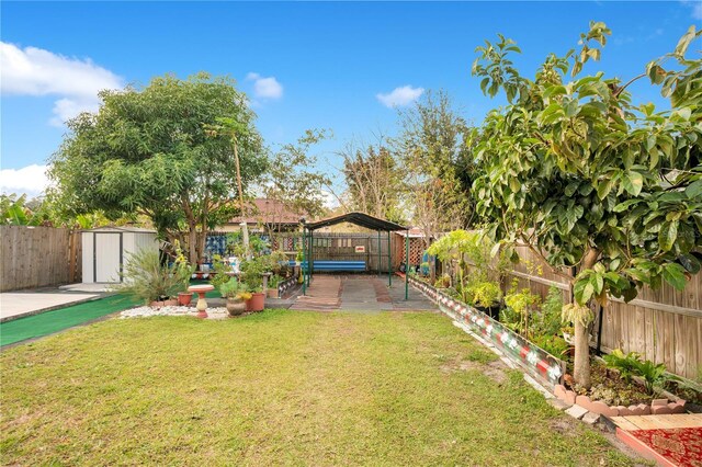 743 Golden Sunshine Cir, Orlando, FL 32807 - view of yard featuring a patio and a shed