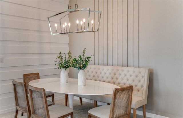 dining room with an inviting chandelier