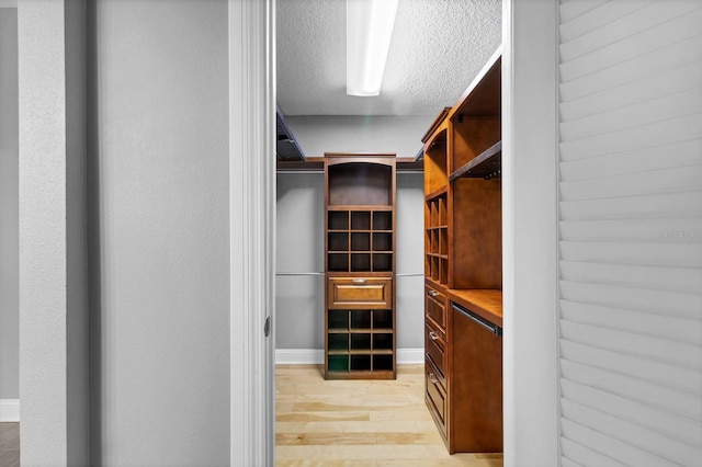 spacious closet with light hardwood / wood-style floors