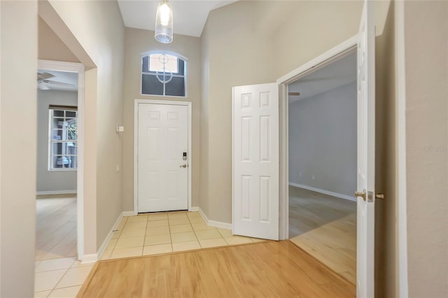 entrance foyer with light tile patterned floors