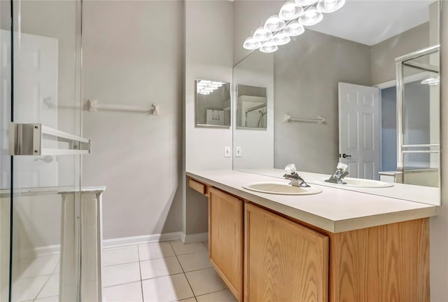 bathroom with vanity and tile patterned floors