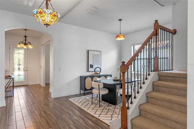 interior space featuring an inviting chandelier