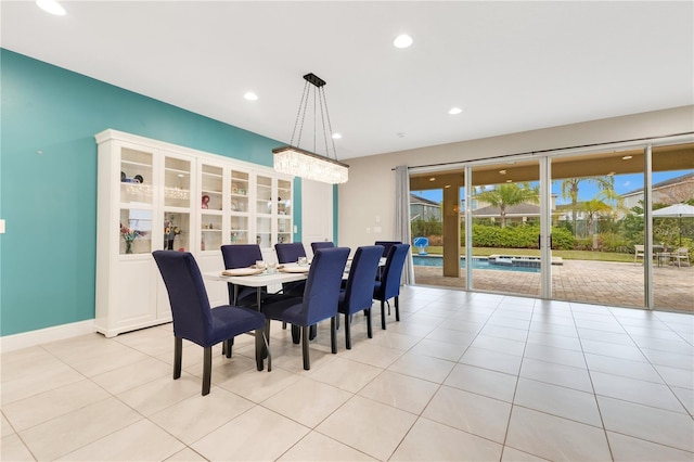 view of tiled dining space