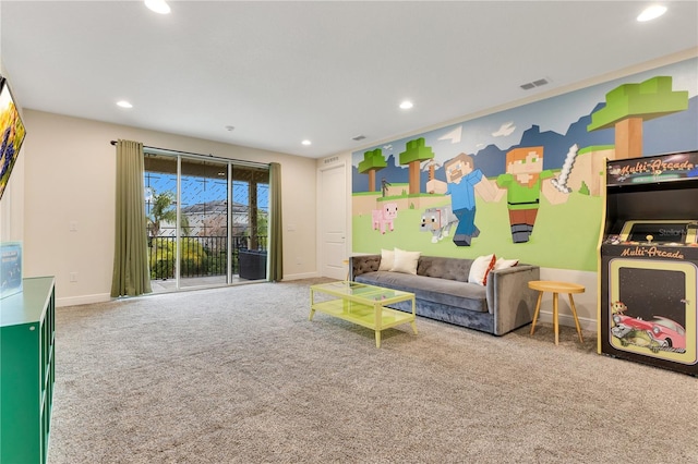 recreation room featuring carpet floors