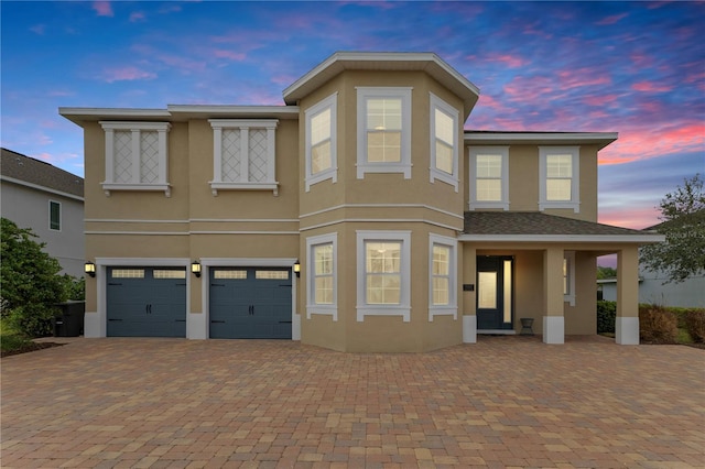 view of front of house with a garage