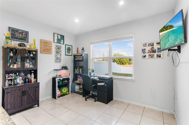 view of tiled home office