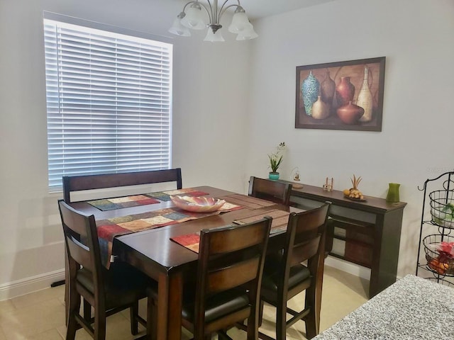 dining space with a chandelier